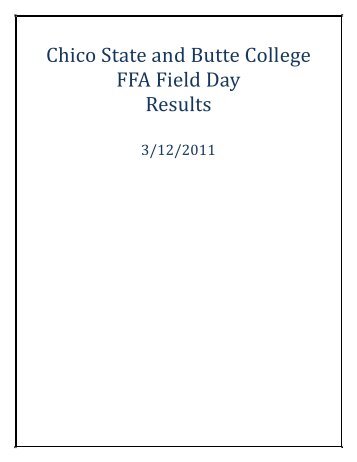 Chico State and Butte College FFA Field Day Results - College of ...