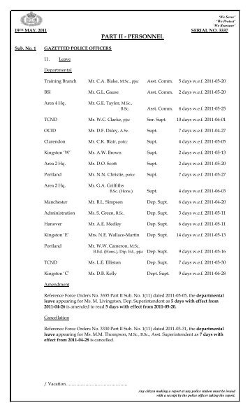 Force Orders 3337B dated 2011-05-19.pdf - Jamaica Constabulary ...