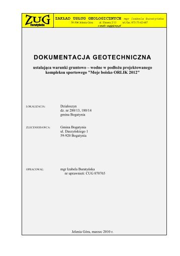 Dokumentacja geotechniczna - Dzia³oszyn - Bogatynia