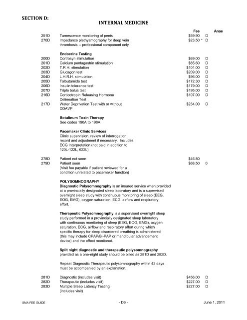 for uninsured services - Saskatchewan Medical Association