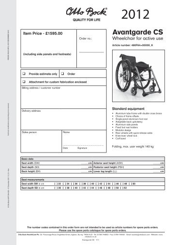 Avantgarde Prescription Form - Better Mobility
