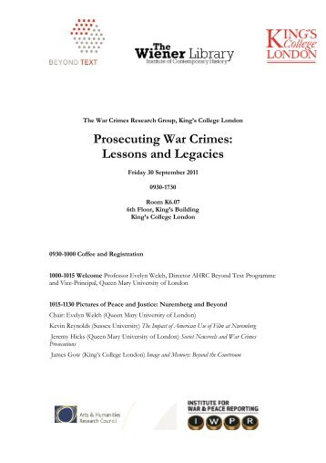 Prosecuting War Crimes - Projects - Beyond Text