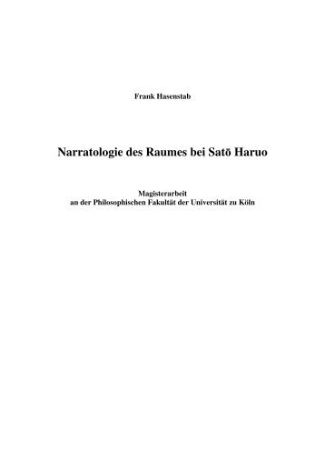 Narratologie des Raumes bei SatÃ´ Haruo. - Japanologie ...