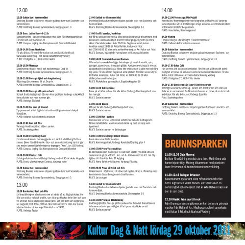Kultur Dag & Natt 29 oktober Musik på fästningen 28 - 29 oktober ...