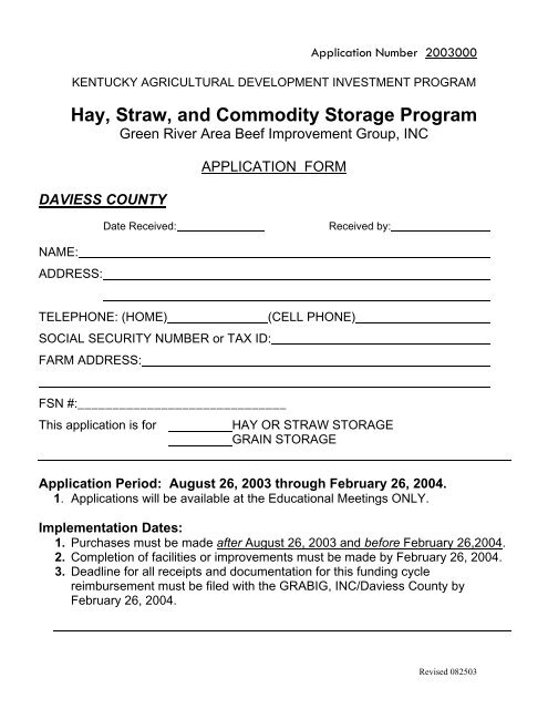 Hay, Straw, and Commodity Storage Program - Biosystems and ...