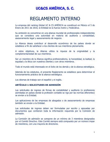 REGLAMENTO INTERNO - Uccs-america.org