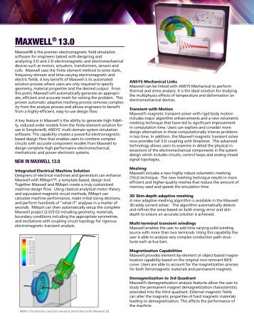 Ansys Ansoft Maxwell (.pdf 921 KB) - PhilonNet Engineering Solutions