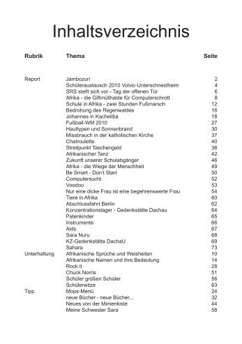 Ausgabe 49 - Thema: Afrika - Sechta-Ries-Schule