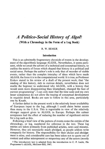 A Politico-Social History of Algol - Software Preservation Group