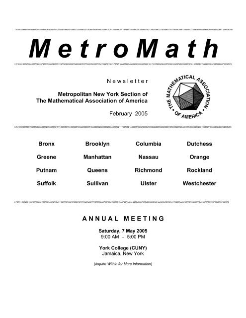 2005 Newsletter - MAA Sections - Mathematical Association of ...