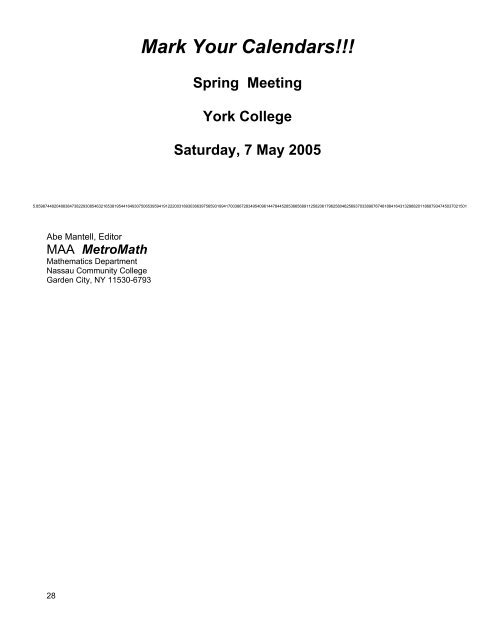 2005 Newsletter - MAA Sections - Mathematical Association of ...