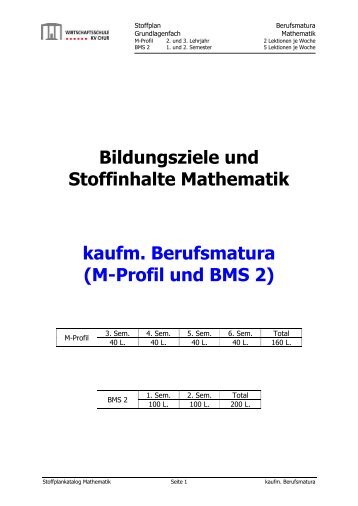 Mathematik M - Wirtschaftsschule KV Chur