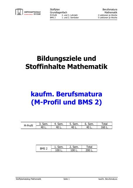 Mathematik M - Wirtschaftsschule KV Chur