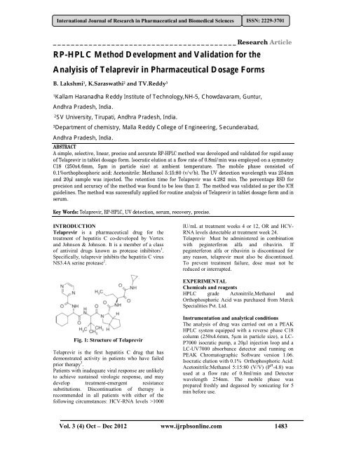 RP-HPLC Method Development and Validation for the Analyisis of ...