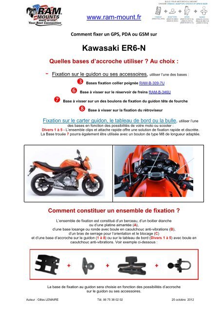 Kawasaki Er6 N 2007 Ram Fixation Guidon Ram Mount