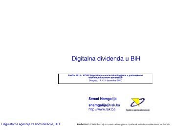 Digitalna dividend Digitalna dividenda u BiH - Ratel