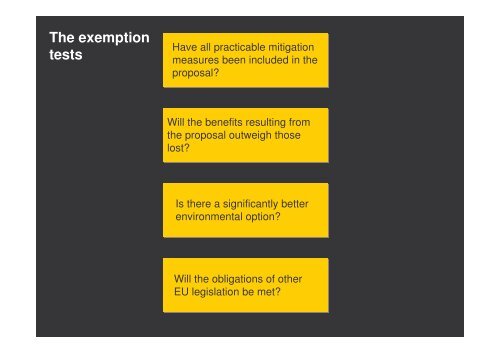 Exemption needed The need for exemptions - Ecologic Events