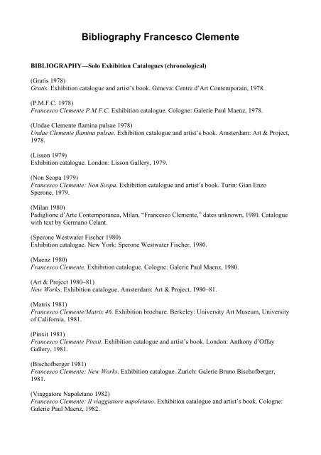 1983 Francesco Clemente Whitechapel Art Gallery The fourteen stations
