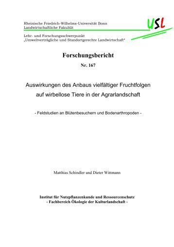 Forschungsbericht - Umweltverträgliche und Standortgerechte ...