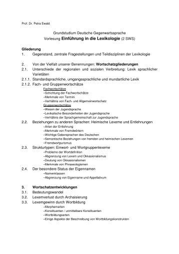 Vorlesung Einführung in die Lexikologie (2 SWS)