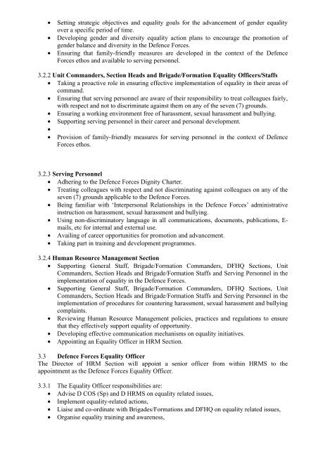 Defence Forces Equality, Diversity, and Equal Status Policies 2007