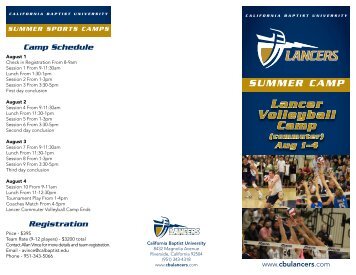 lancer volleyball Camp - California Baptist University Athletics