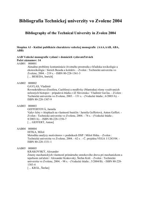 EPCA 2004 TUZVO - SLDK - TechnickÃ¡ univerzita vo Zvolene
