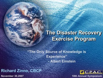 The BCP/DR Exercise Program - Contingency Planning Association ...