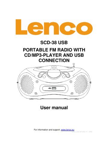 SCD-38 USB PORTABLE FM RADIO WITH CD/MP3 ... - Lenco