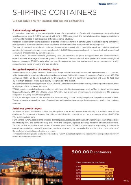 2011 Annual report - touax group