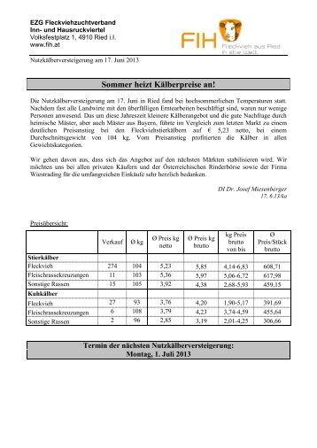 Marktbericht Kälberversteigerung Ried - BauernZeitung
