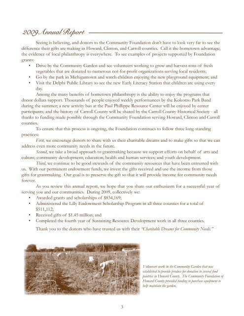 2009 ANNUAL REPORT - Community Foundation of Howard County