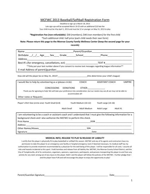 Registration Form - Monroe County Schools