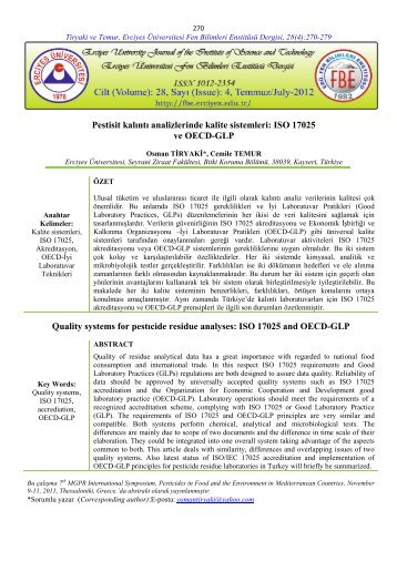 Full text - Fen Bilimleri Enstitüsü - Erciyes Üniversitesi