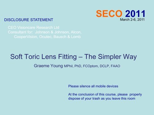 Simplifying Soft Torics - SECO2011.com