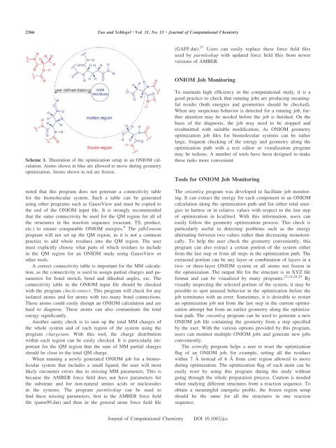 A toolkit to assist ONIOM calculations - Department of Chemistry ...