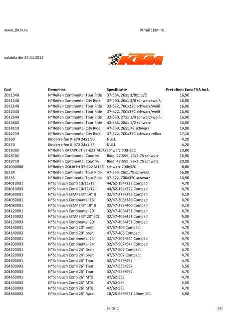 2012 Preisliste mit LB vom 23 4 .xlsx - Biciclete KTM