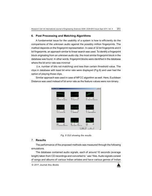 Comparison and Implementation of Audio based ... - Ijoes.org