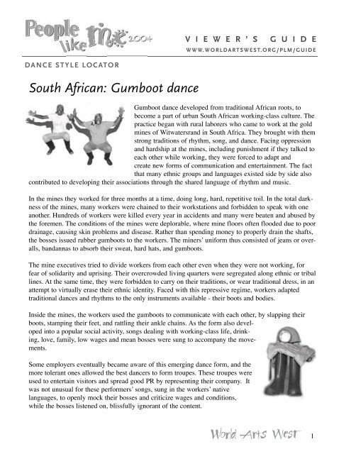 South African: Gumboot dance - World Arts West