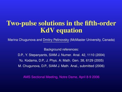 Two-pulse solutions in the fifth-order KdV equation - Dmitry ...