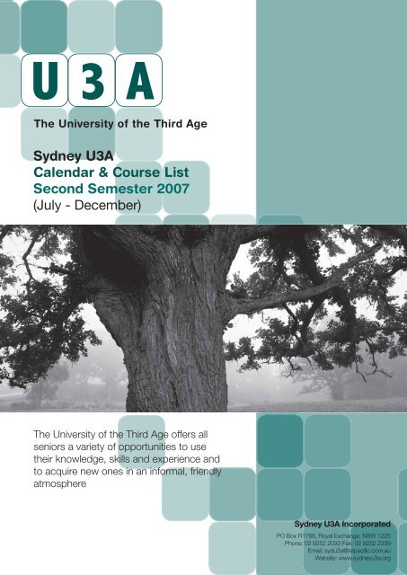 Course List 2nd Semester 2007 - Sydney U3A