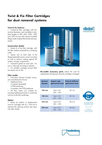 Twist & Fix Filter Cartridges for dust removal systems (PDF-File, 217 ...