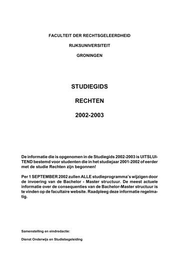 Studiegids 2002-2003 voor studenten oude stijl - Nestor