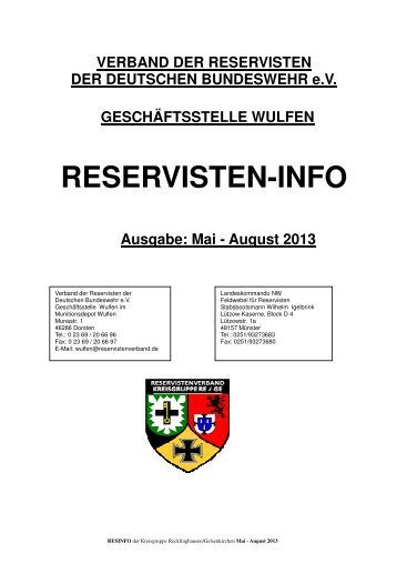 RES-INFO Mai - August 2013 - Reservistenkameradschaft ...