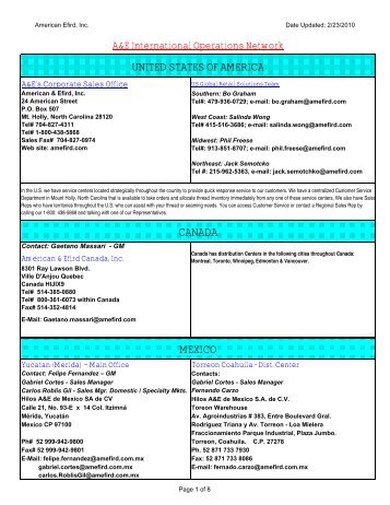 1 A&E International Service Network 2-22-10 - American & Efird, Inc