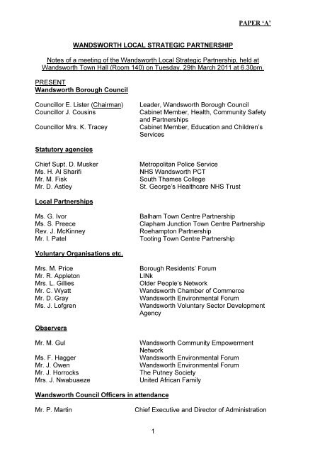 minutes - Wandsworth Borough Council