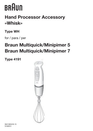 Hand Processor Accessory «Whisk»  Braun Multiquick/Minipimer 5 ...