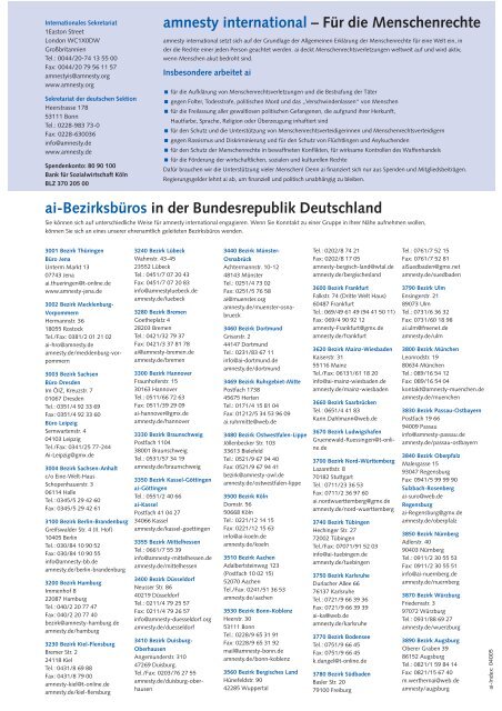 Das Jahr 2004 - Rechenschaftsbericht - Amnesty International