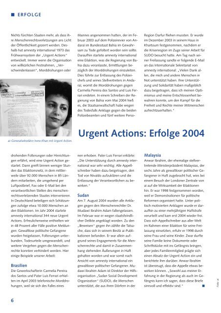Das Jahr 2004 - Rechenschaftsbericht - Amnesty International