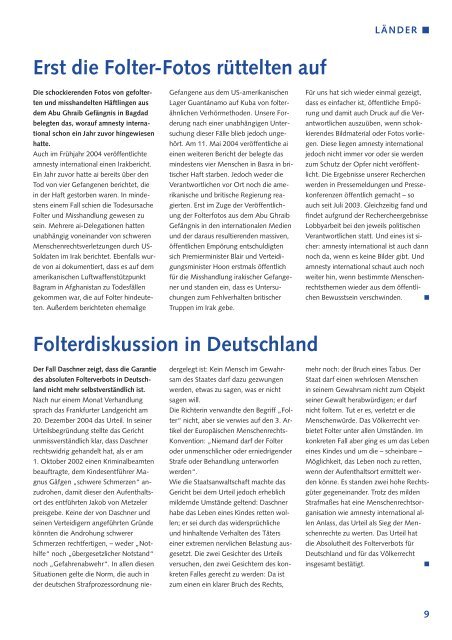 Das Jahr 2004 - Rechenschaftsbericht - Amnesty International